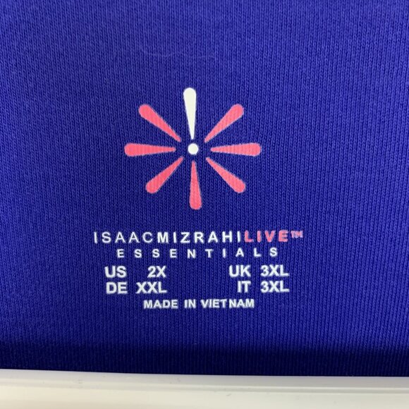 Isaac Mizrahi Live Womens 2X Open Front Cardigan Built In Cami Tank Cotton Blue - Picture 2 of 11